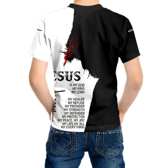 Boy's Black & White Graphic Inspirational Jesus Print Lightweight Tee 11-12 yrs - Picture 2 of 5